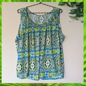 St John's Bay Blue & Green Tank TopSIZE XL